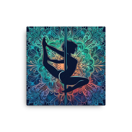 Stunning Pole Dancer Wall Art with Intricate Mandala Background | Colorful Dance Art Canvas