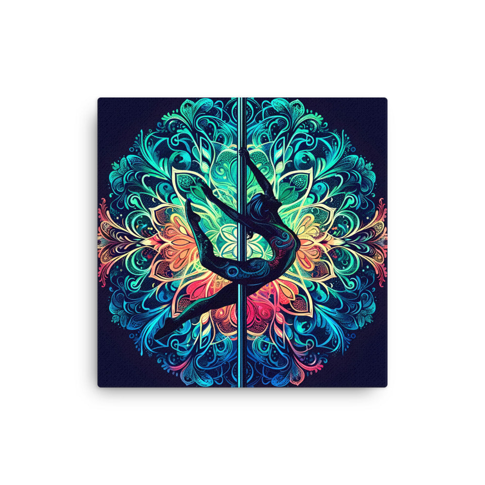 Vibrant Mandala Pole Dancer Art Canvas | Boho Wall Decor | Unique Fitness Art for Yoga Studio or Living Room | Gift for Dancers and Yogis