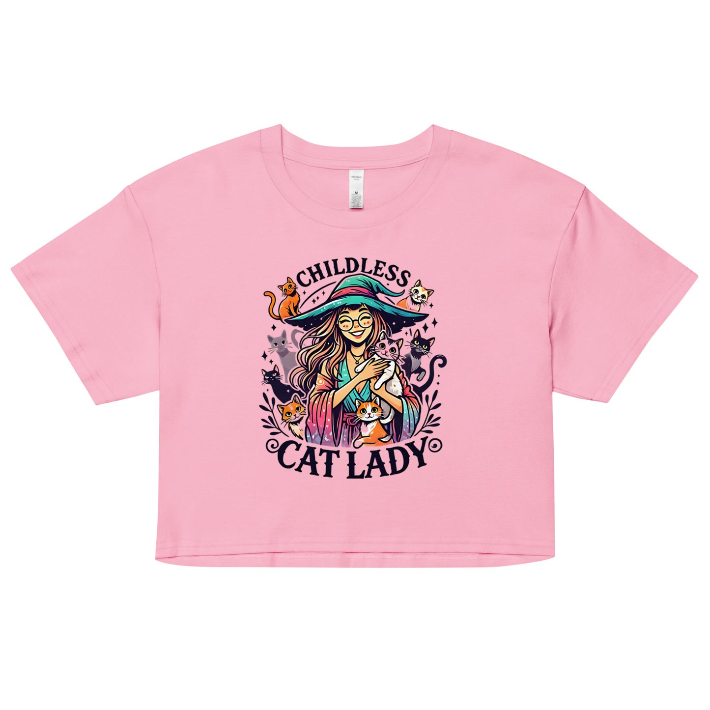 Childless Cat Lady Graphic Crop Top - Perfect for Cat Lovers, pro-choice, Kamala Harris, child-free women, crazy cat lady t-shirt