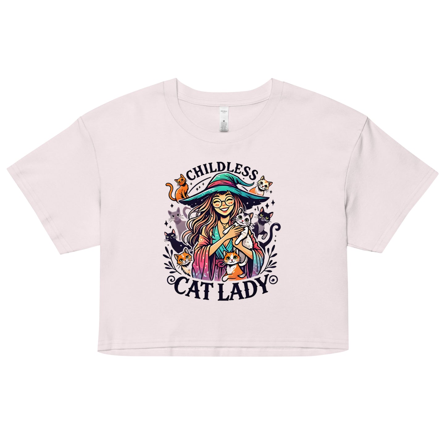 Childless Cat Lady Graphic Crop Top - Perfect for Cat Lovers, pro-choice, Kamala Harris, child-free women, crazy cat lady t-shirt