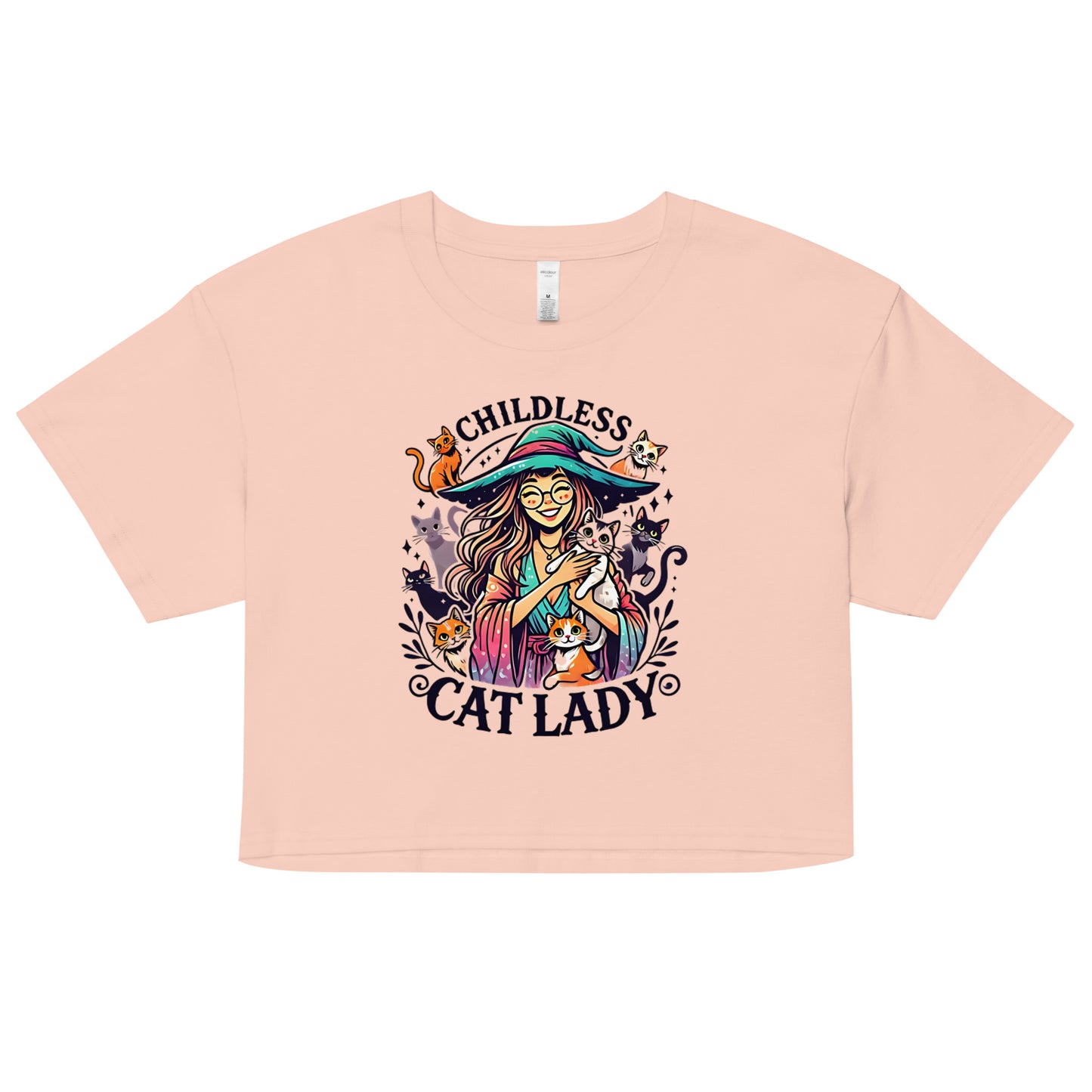 Childless Cat Lady Graphic Crop Top - Perfect for Cat Lovers, pro-choice, Kamala Harris, child-free women, crazy cat lady t-shirt