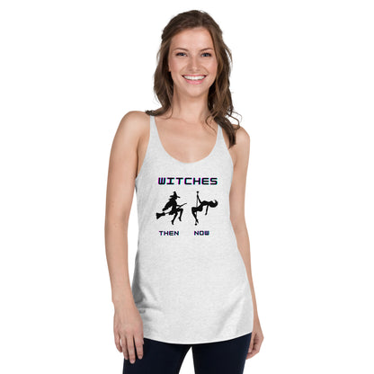 Witches Then & Now Women's Pole Dancing Witch Racerback Halloween Tank Pole Witch